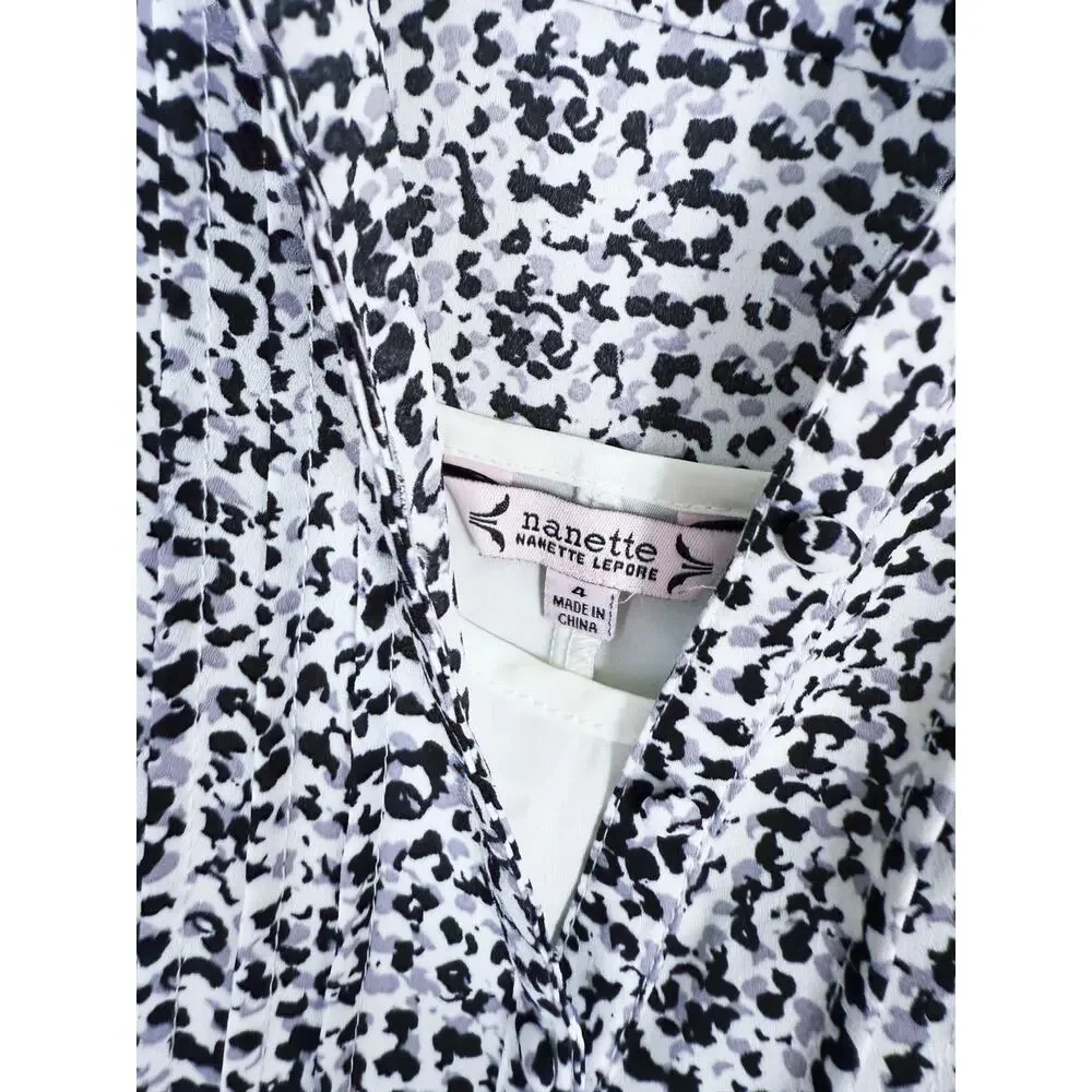 NWT Nanette Lepore Sleeveless Belted Midi Dress 4 Abstract Print Modern Career - Picture 10 of 11